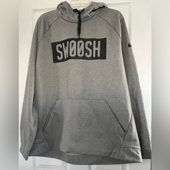 Nike Swoosh Grey Polyester Hoodie Sweatshirt SZ XXL - Picture 1 of 7